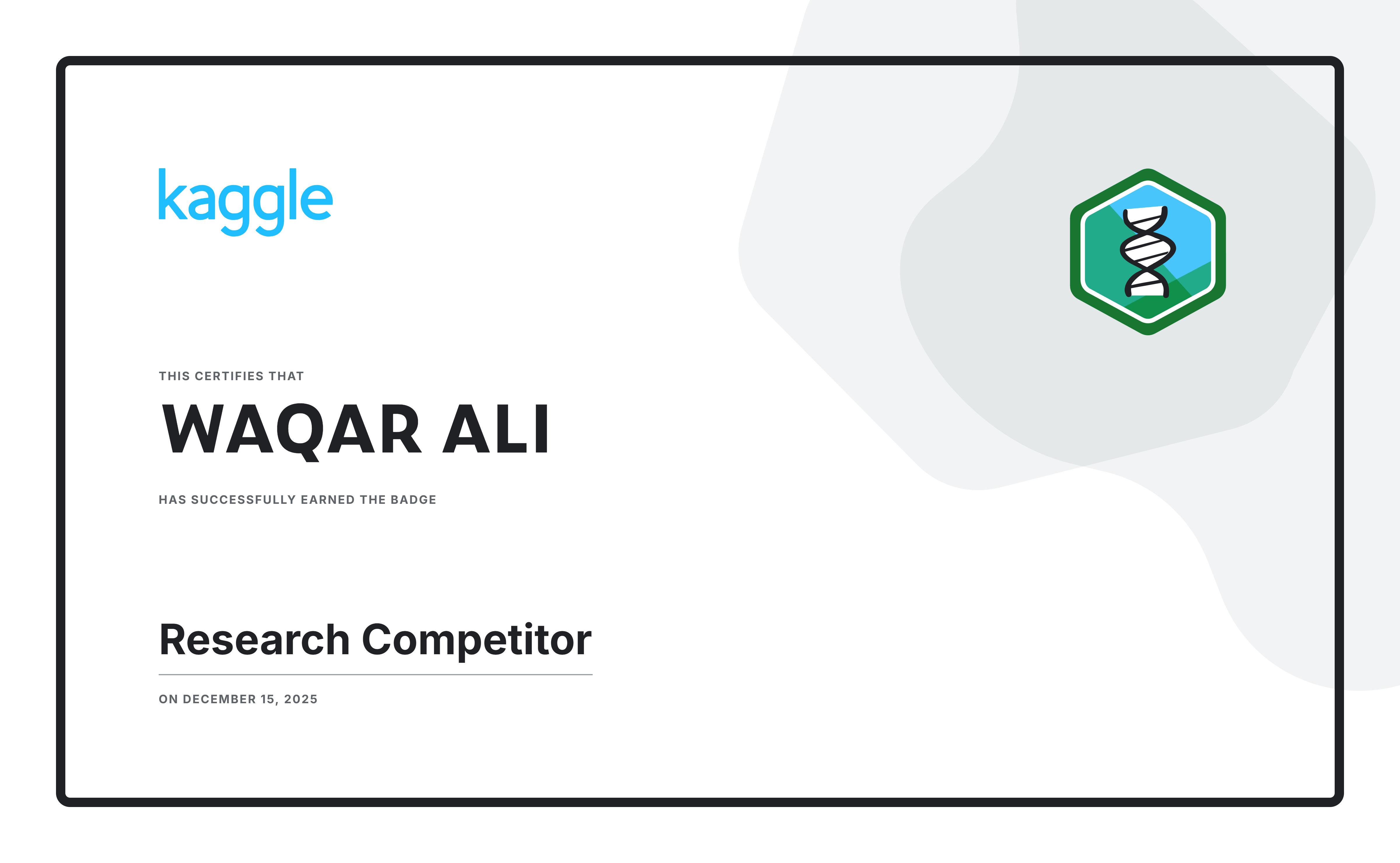 Kaggle Research Competitor badge